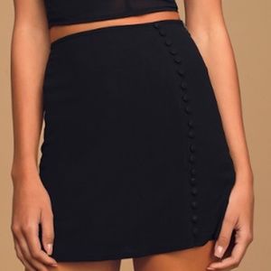 Hearts A-Flutter Black Button-Front Mini Skirt